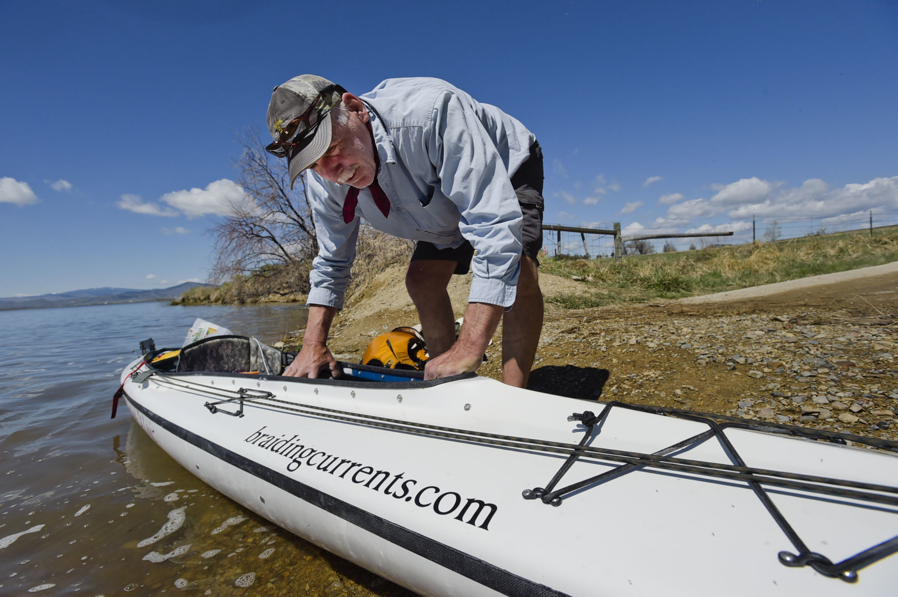 Emanuel rigs his hybrid canoe/kayak recently